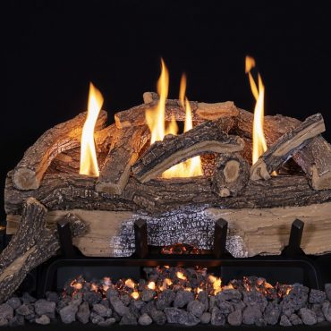 red oak log set, vent free log set, unvented log set, stainless steel burner,  log set remote,